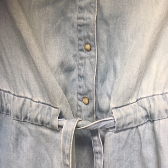 AllSaints SANKO Blue Denim Shirt Dress Button Front Drawstring - Picture 8 of 11